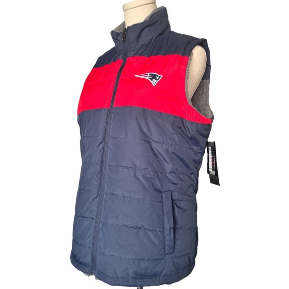 New England Patriots Navy/Gray Reversible Full-Zip Vest Size L - Picture 15 of 16